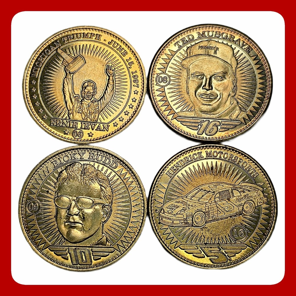 Pinnacle Vintage 1998 Mint Collection Racing Brass Coins Lot Ernie Irvan Rudd